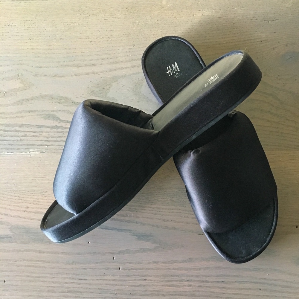 Black Slip-On Sandals